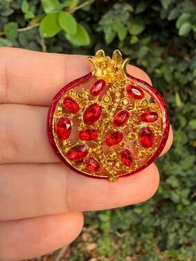 Gold Pomegranate Brooch Pin